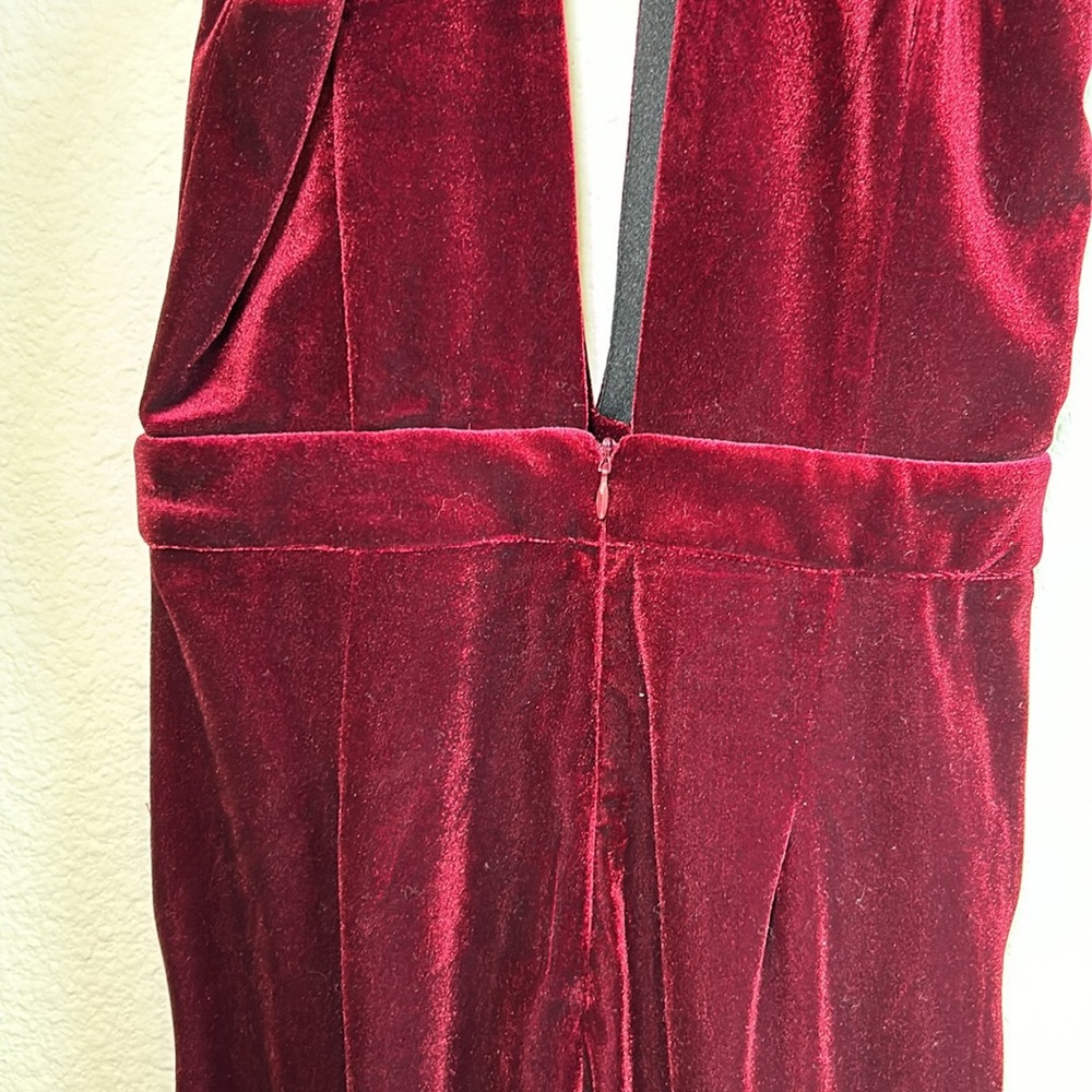 Do+Be | "Spin Me Round" Burgundy Velvet Jumpsuit | Small - Picture 8 of 10
